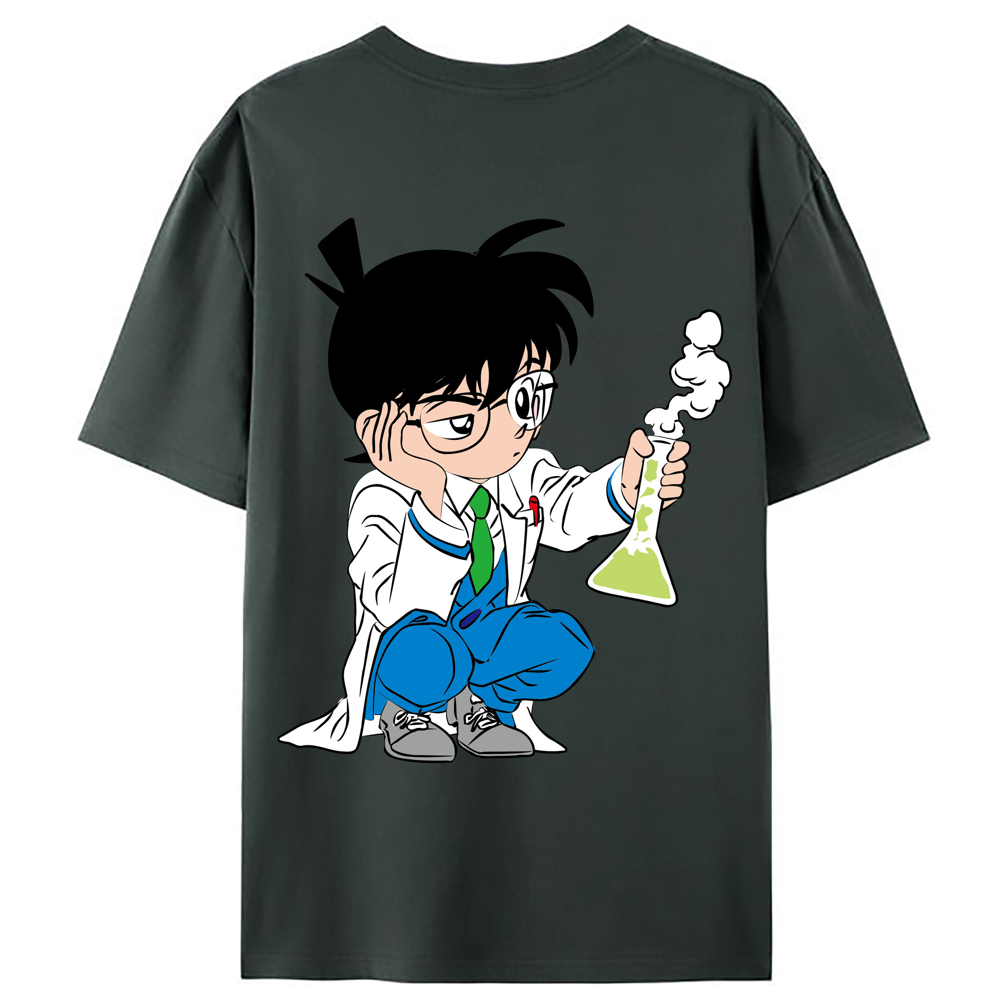 （画像用） 名探偵コナン 江戸川 コナン Detective Conan Conan Edogawa 綿100％ メンズ半袖Tシャツ（バックプリント） 通気性